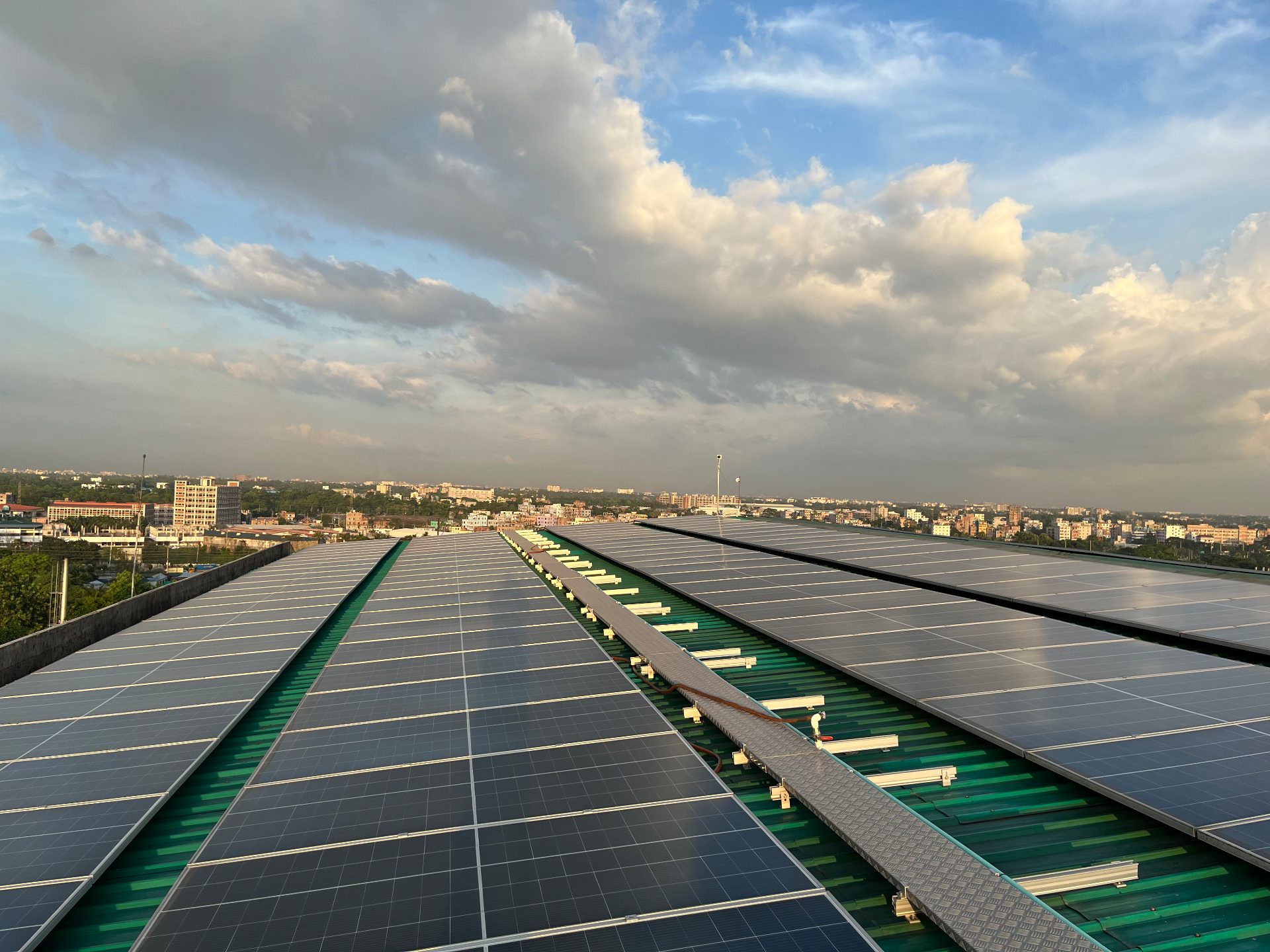 Rooftop solar panel installation